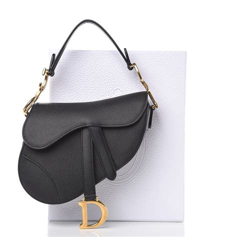 dior saddle pouch black grained calfskin|Dior saddle bag.